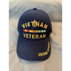 Vietnam Veteran Blue Ball Cap United States Military with USN Pin